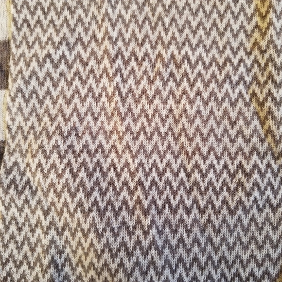 Women's Cocogio Brown Tan Cardigan | Open Front Zig Zag | Size Medium - Picture 7 of 8